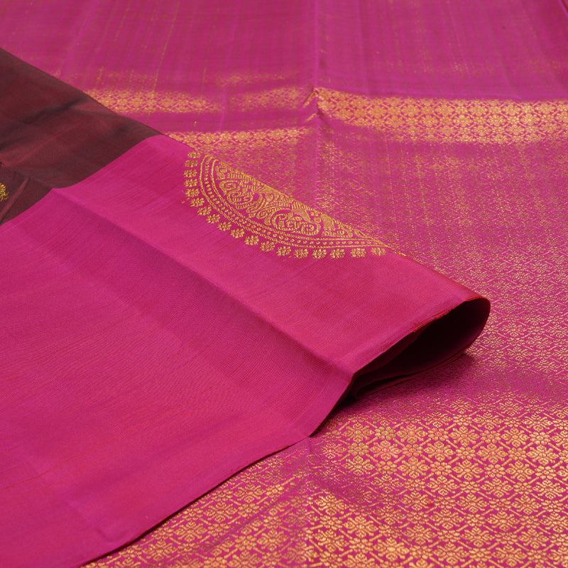 Hayagrivas Handloom Kanjivaram Silk Saree in Majestic Dark Maroon BBD487F3-1