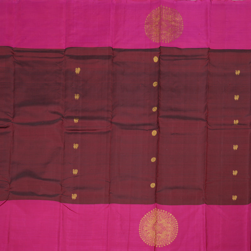 Hayagrivas Handloom Kanjivaram Silk Saree in Majestic Dark Maroon BBD487F3-1