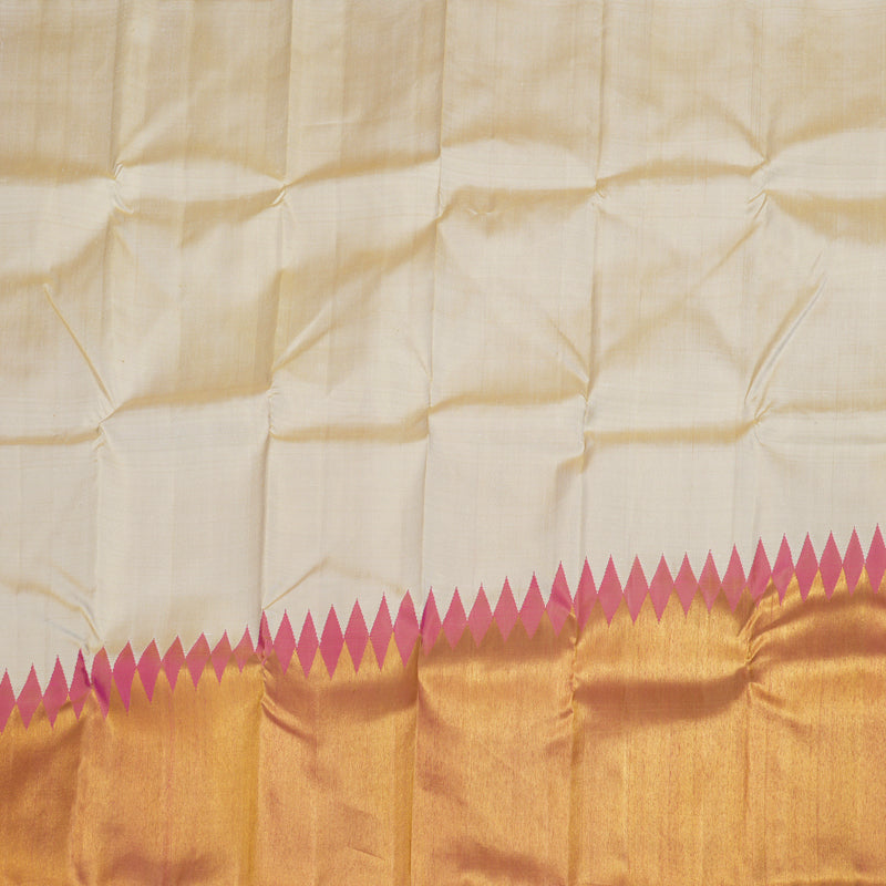 Hayagrivas Beige Kanjivaram Silk Saree with Onion Pink Border BBD496F1-1