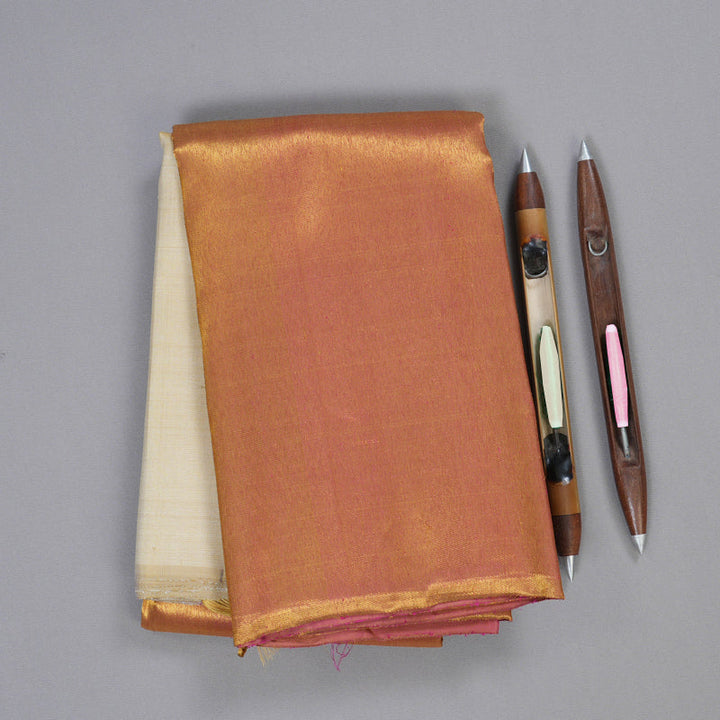 Hayagrivas Beige Kanjivaram Silk Saree with Onion Pink Border BBD496F1-1