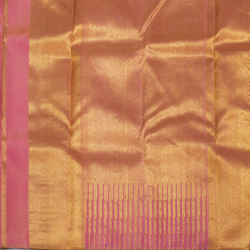 Hayagrivas Beige Kanjivaram Silk Saree with Onion Pink Border BBD496F1-1