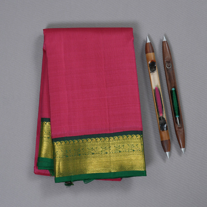 Hayagrivas Handloom Barbie Pink With Green Border BBD498F2-1