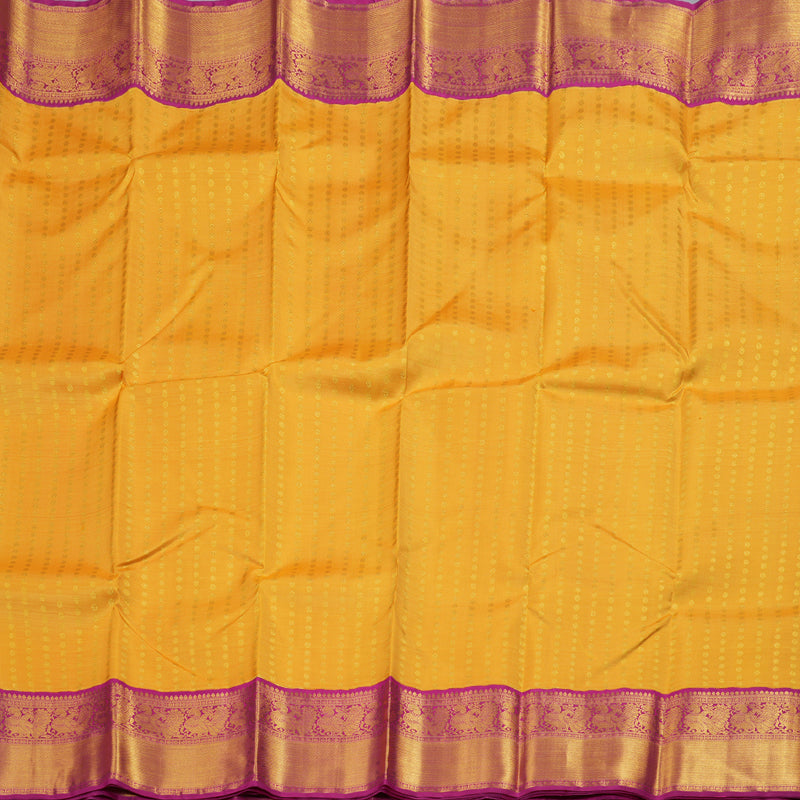 Hayagrivas Mustard Yellow Kanjivaram Silk Saree with Annam Motifs in Pink Border - BBD498F6-1