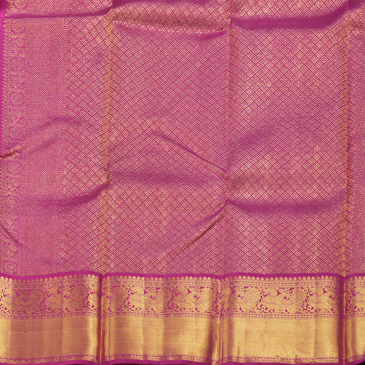 Hayagrivas Mustard Yellow Kanjivaram Silk Saree with Annam Motifs in Pink Border - BBD498F6-1