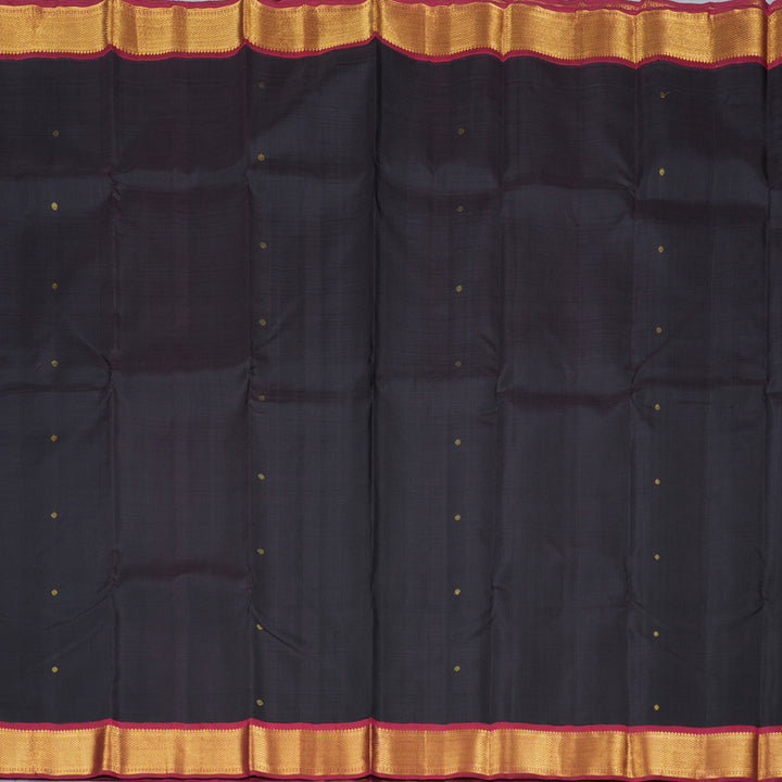 Hayagrivas Black Handloom Kanjivaram Silk Saree with Maroon Border BBD510F11-1