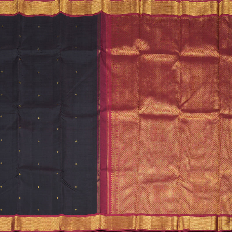 Hayagrivas Black Handloom Kanjivaram Silk Saree with Maroon Border BBD510F11-1