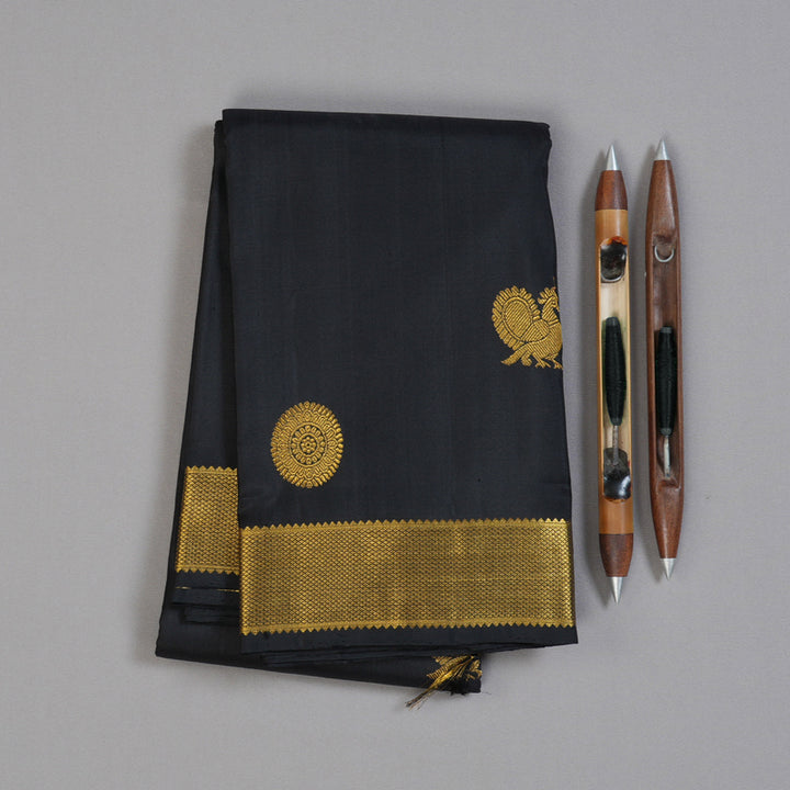 Hayagrivas Stunning Black Handloom Kanjivaram Silk Saree BBD510F3-3