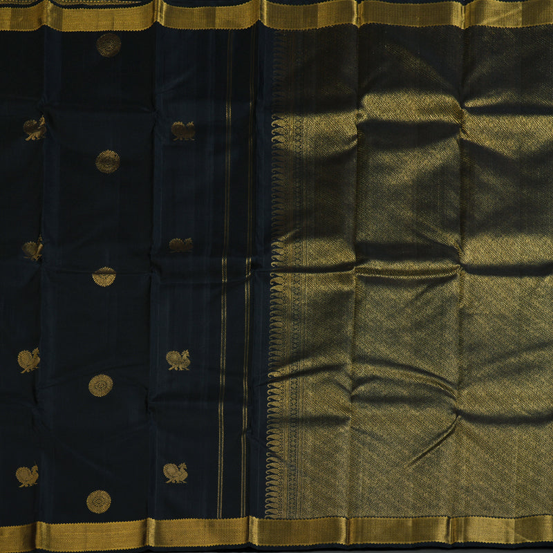Hayagrivas Stunning Black Handloom Kanjivaram Silk Saree BBD510F3-3