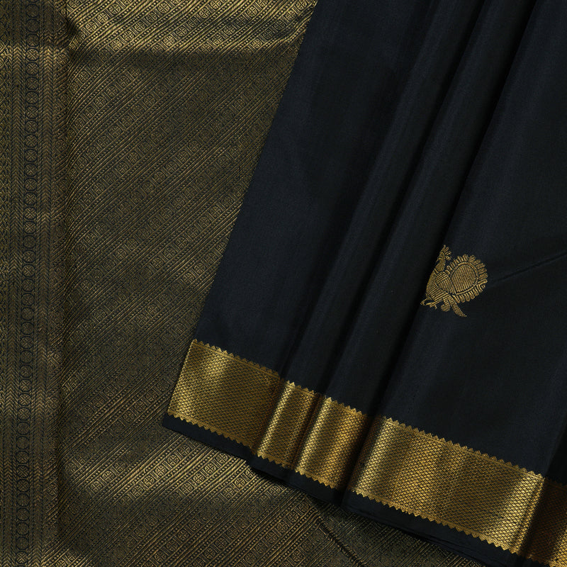 Hayagrivas Stunning Black Handloom Kanjivaram Silk Saree BBD510F3-3