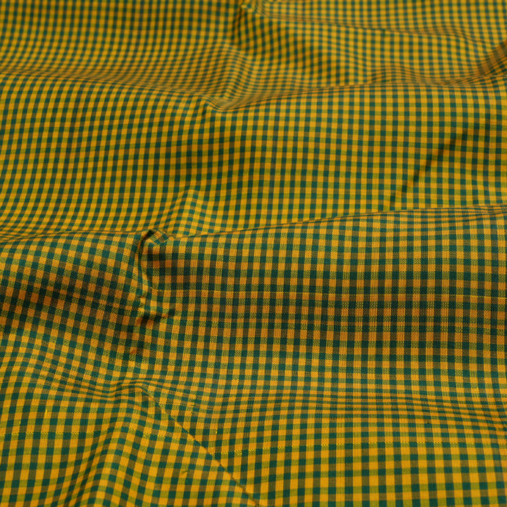 Hayagrivas Green With Yellow Muted Checks Kanjivaram Silk Saree with Dark Pink Border BBD510F7-1