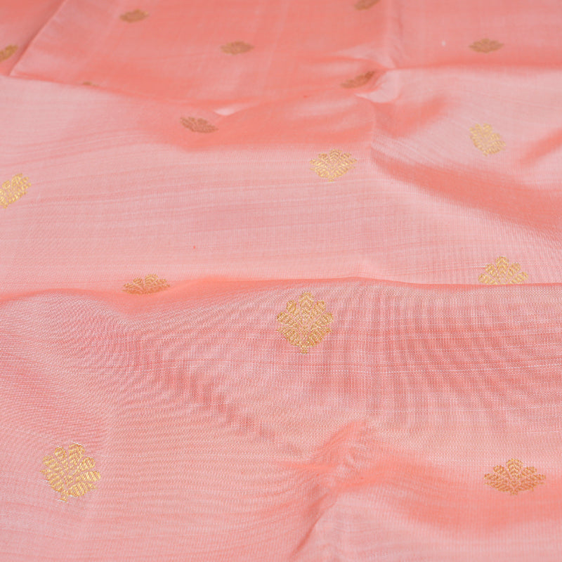 Hayagrivas Peach Pink Kanjivaram Silk Saree with Blue Border BBD512F1-3