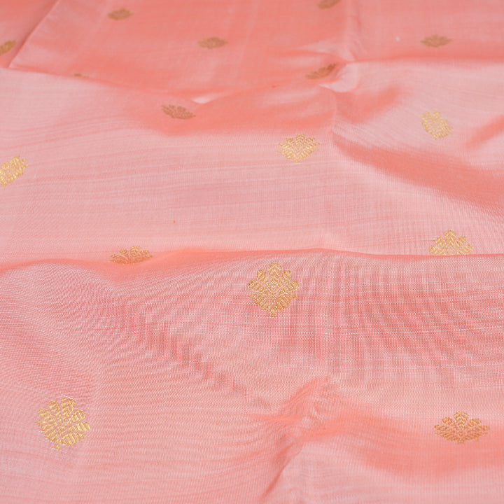 Hayagrivas Peach Pink Kanjivaram Silk Saree with Blue Border BBD512F1-3