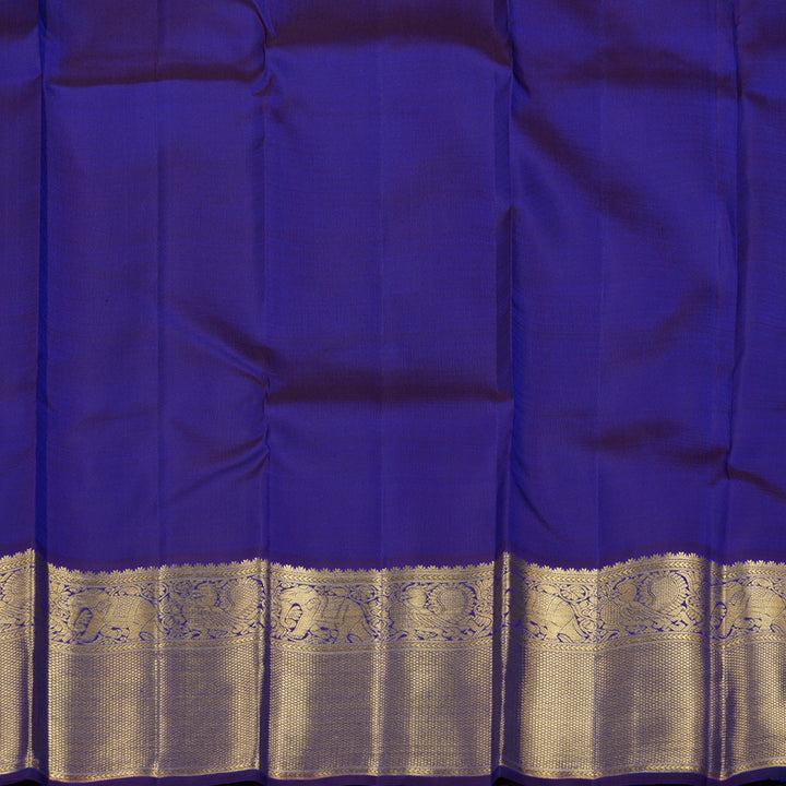 Hayagrivas Peach Pink Kanjivaram Silk Saree with Blue Border BBD512F1-3