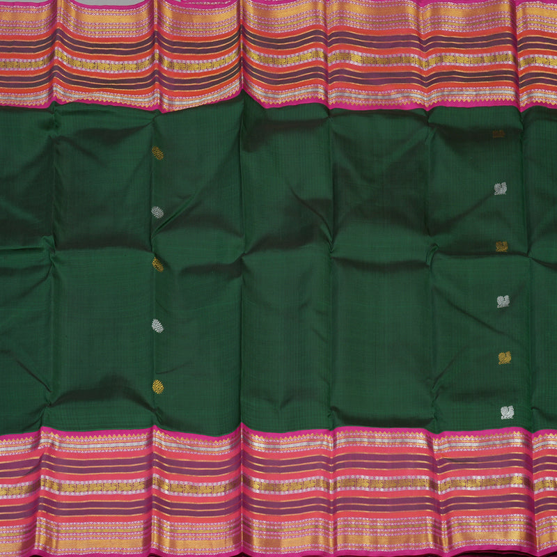 Hayagrivas Handloom Pure Kanjivaram Silk Saree in Lavish Bottle Green BBD513F8-1