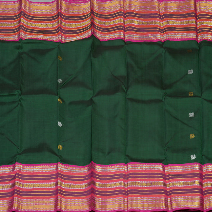 Hayagrivas Handloom Pure Kanjivaram Silk Saree in Lavish Bottle Green BBD513F8-1