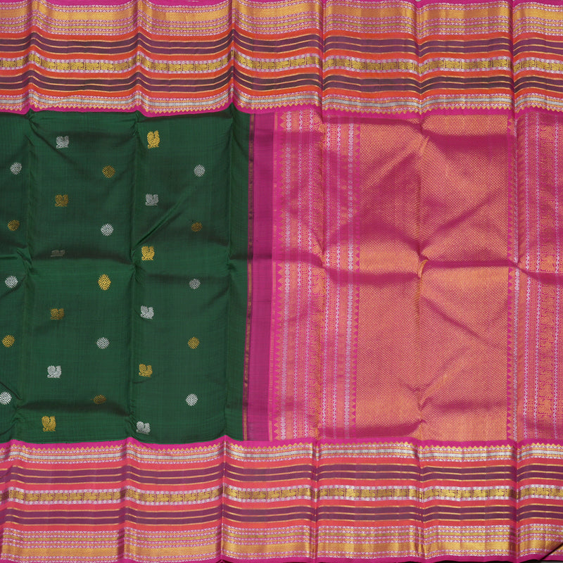 Hayagrivas Handloom Pure Kanjivaram Silk Saree in Lavish Bottle Green BBD513F8-1