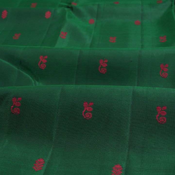 Hayagrivas Bottle Green Kanjivaram Silk Saree with Bottle Green Border BBD517F1-1