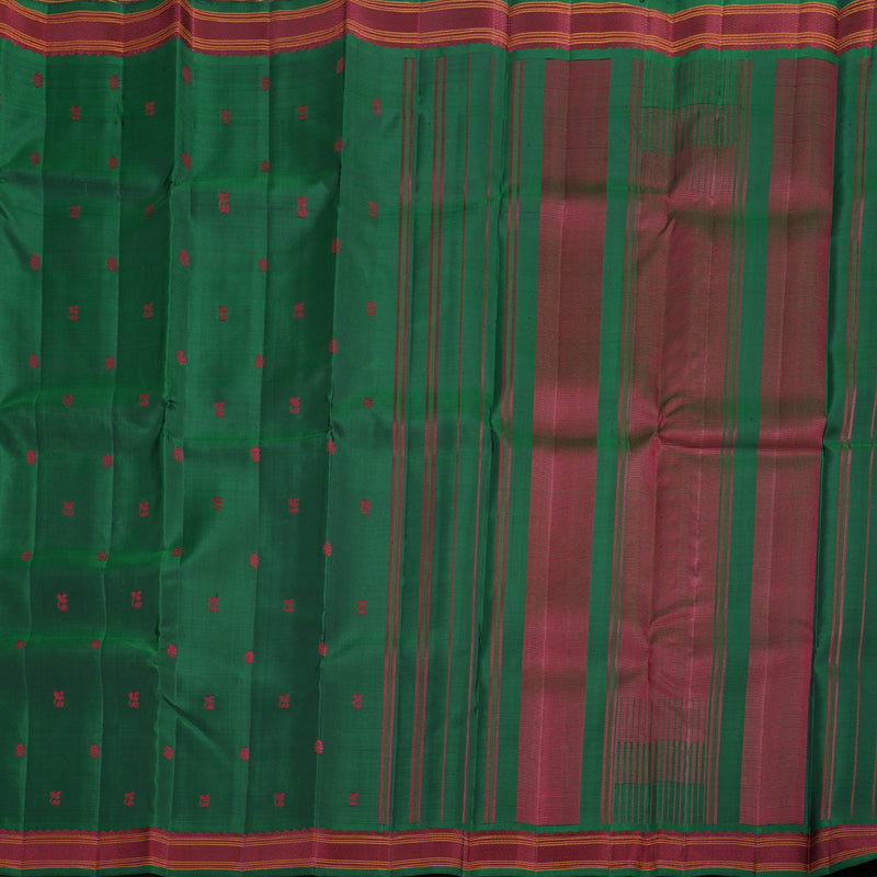 Hayagrivas Bottle Green Kanjivaram Silk Saree with Bottle Green Border BBD517F1-1