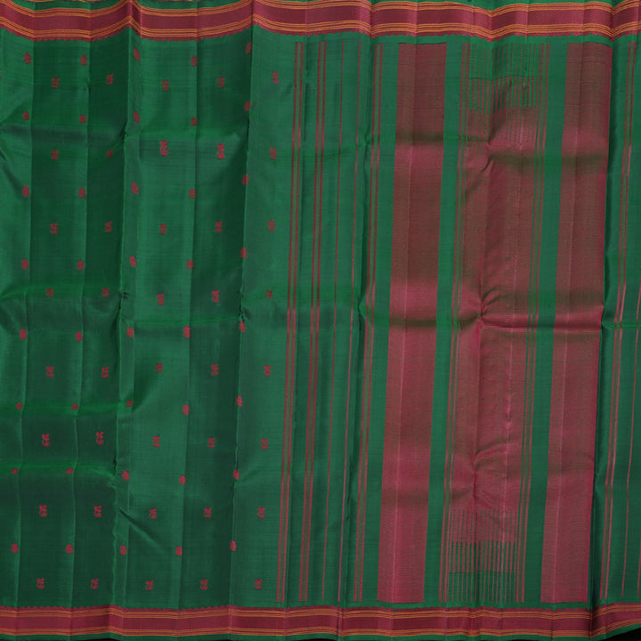 Hayagrivas Bottle Green Kanjivaram Silk Saree with Bottle Green Border BBD517F1-1