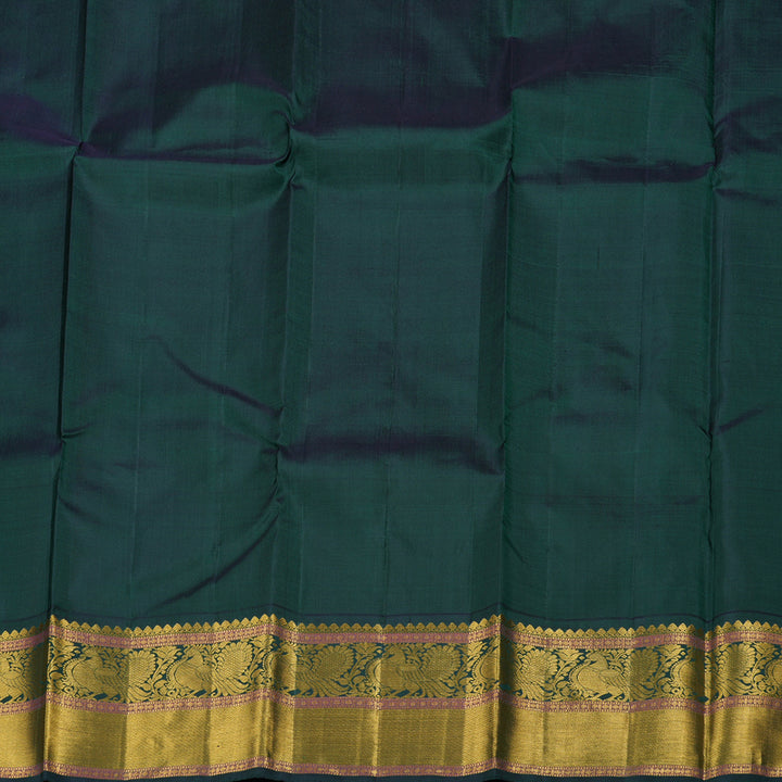 Hayagrivas Mango Yellow Kanjivaram Silk Saree with Bottle Green Border - BBD519F1-4