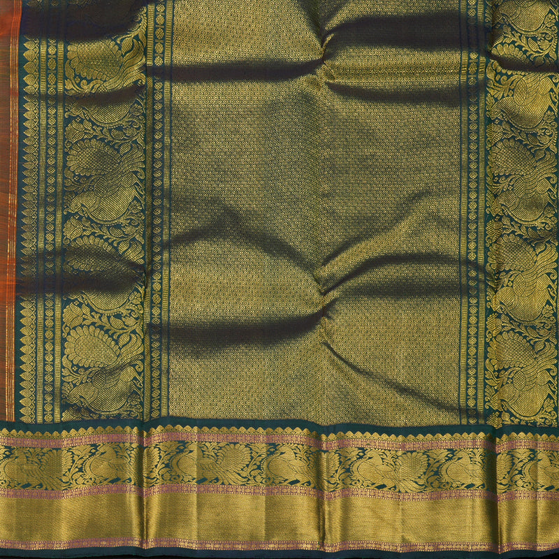 Hayagrivas Mango Yellow Kanjivaram Silk Saree with Bottle Green Border - BBD519F1-4