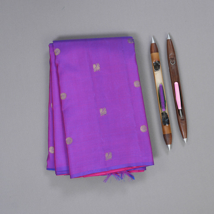 Hayagrivas Handloom Borderless Kanjivaram Silk Saree in Attractive Purple BBD522F12-3