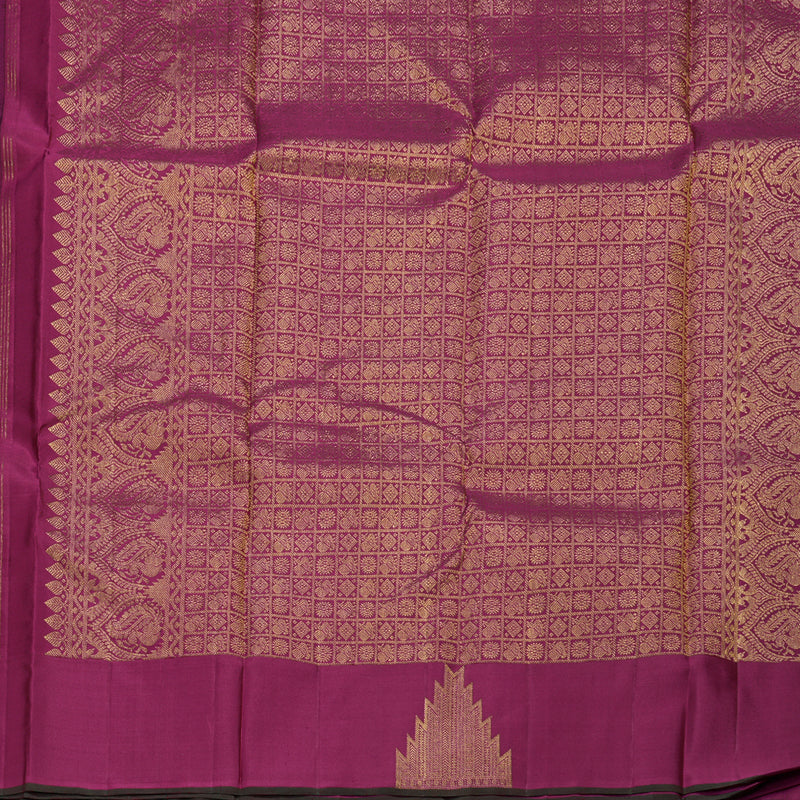 Hayagrivas Dark Maroon Handloom Kanjivaram Silk Saree with Pink Border BBD522F13-1