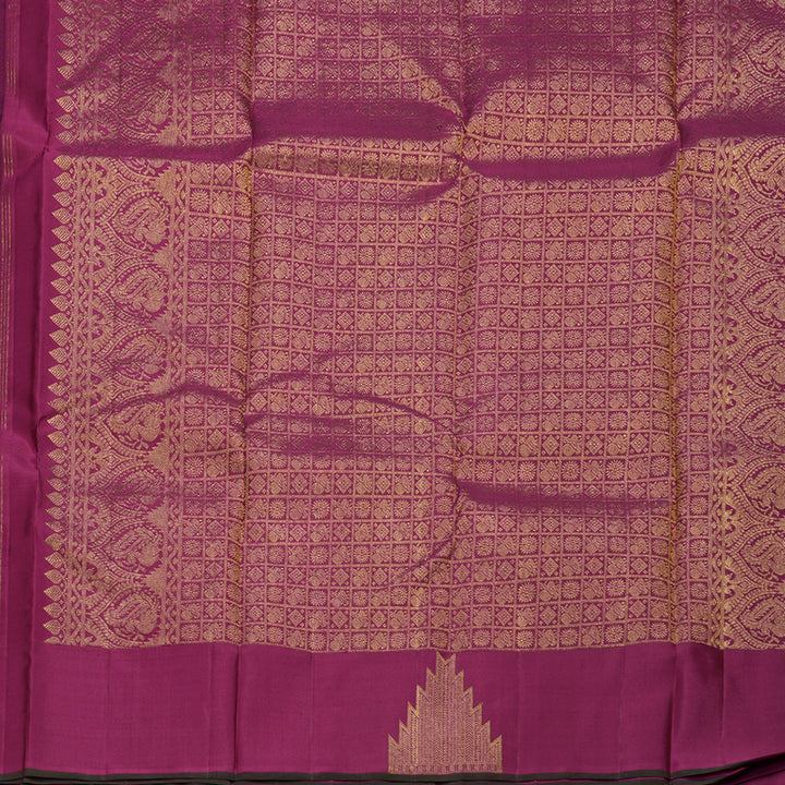 Hayagrivas Dark Maroon Handloom Kanjivaram Silk Saree with Pink Border BBD522F13-1