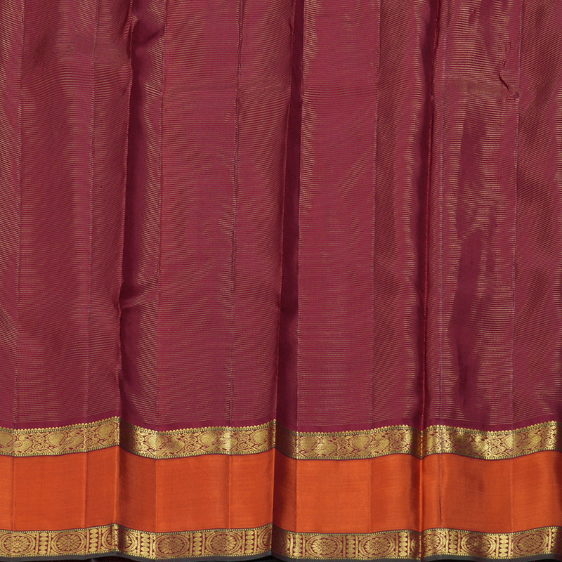 Hayagrivas Maroon Handloom Kanjivaram Silk Saree with Orange Border BBD522F14-3