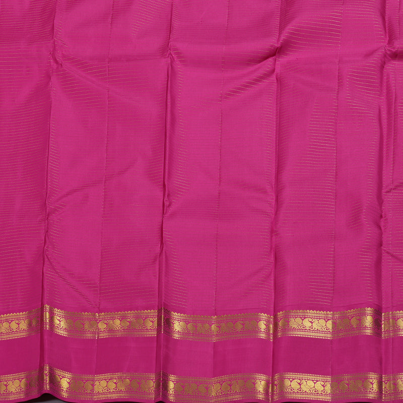 Hayagrivas Mustard Yellow Kanjivaram Silk Saree with Pink Border BBD522F15-1