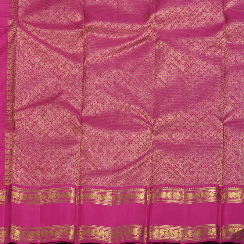 Hayagrivas Mustard Yellow Kanjivaram Silk Saree with Pink Border BBD522F15-1