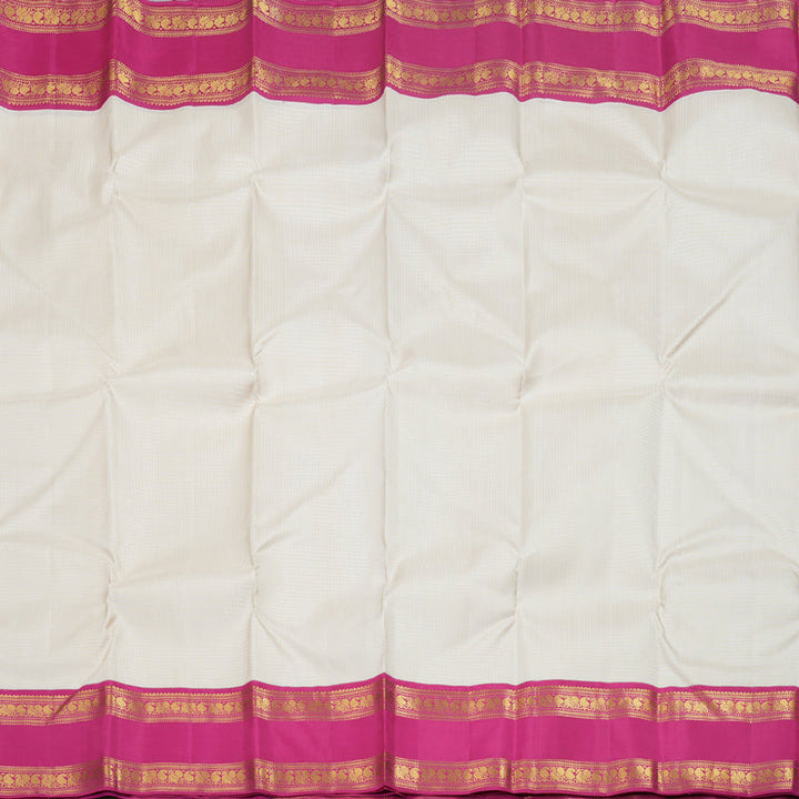 Hayagrivas Half White Kanjivaram Silk Saree with Pink Border BBD522F15-3