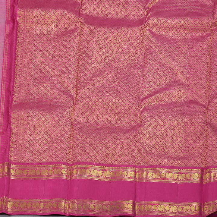 Hayagrivas Half White Kanjivaram Silk Saree with Pink Border BBD522F15-3