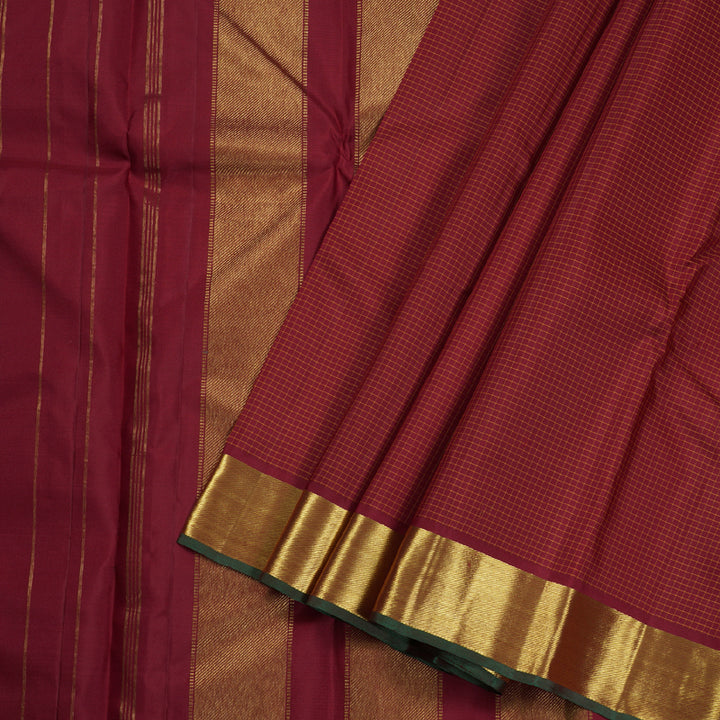 Hayagrivas Maroon Kanjivaram Silk Saree with Maroon Border BBD522F26-1