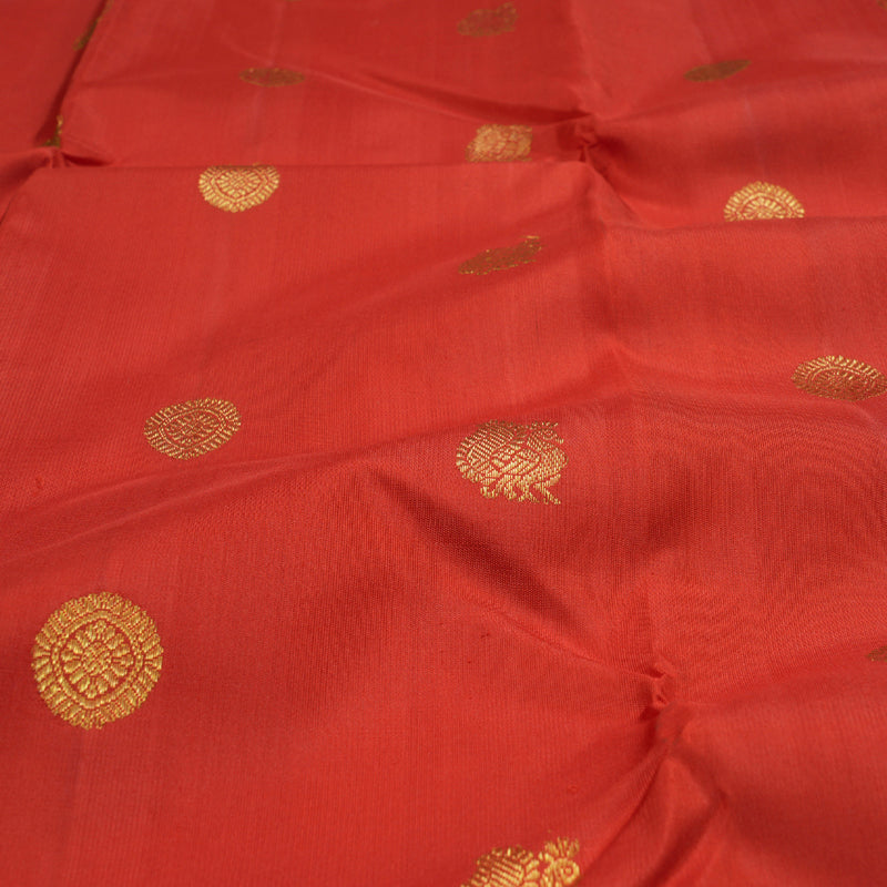 Hayagrivas Red Kanjivaram Silk Saree with Powder Blue Border BBD522F4-1