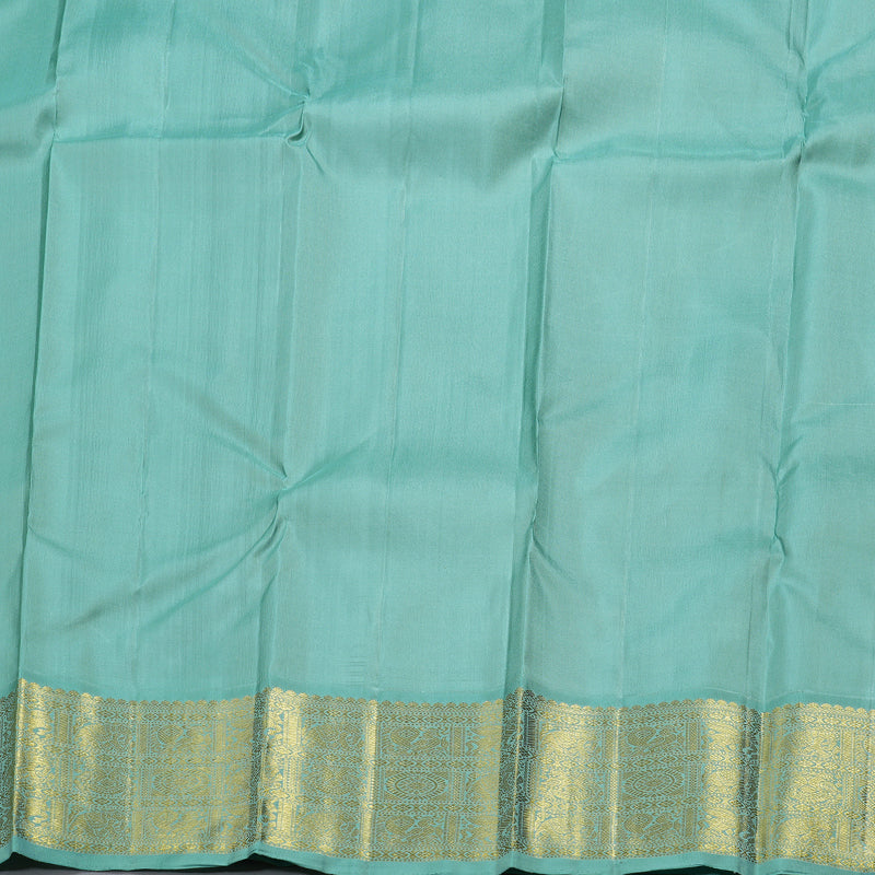 Hayagrivas Red Kanjivaram Silk Saree with Powder Blue Border BBD522F4-1