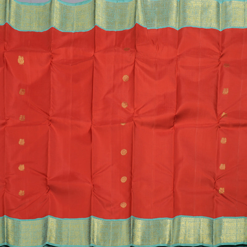 Hayagrivas Red Kanjivaram Silk Saree with Powder Blue Border BBD522F4-1