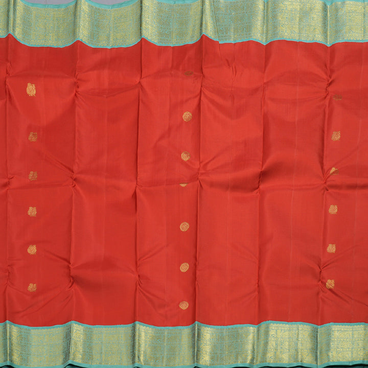 Hayagrivas Red Kanjivaram Silk Saree with Powder Blue Border BBD522F4-1