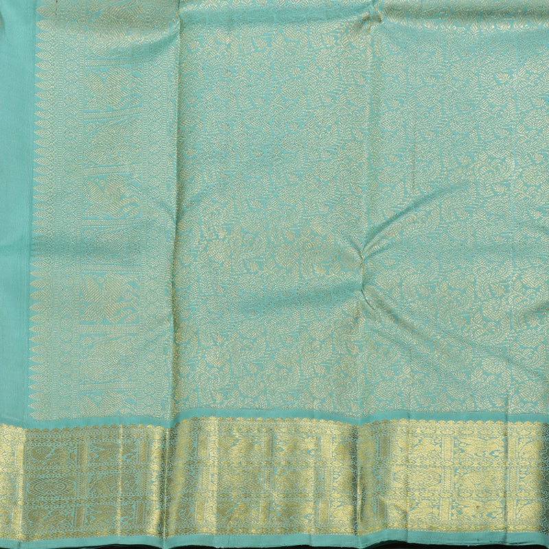 Hayagrivas Red Kanjivaram Silk Saree with Powder Blue Border BBD522F4-1