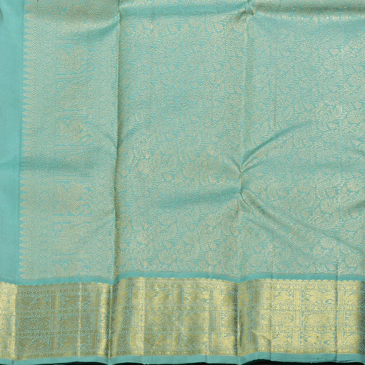 Hayagrivas Red Kanjivaram Silk Saree with Powder Blue Border BBD522F4-1