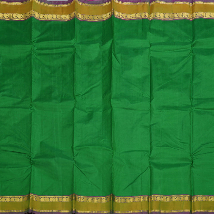 Hayagrivas Green Handloom Kanjivaram Silk Saree with Sampanga Yellow Border BBD525F1-3