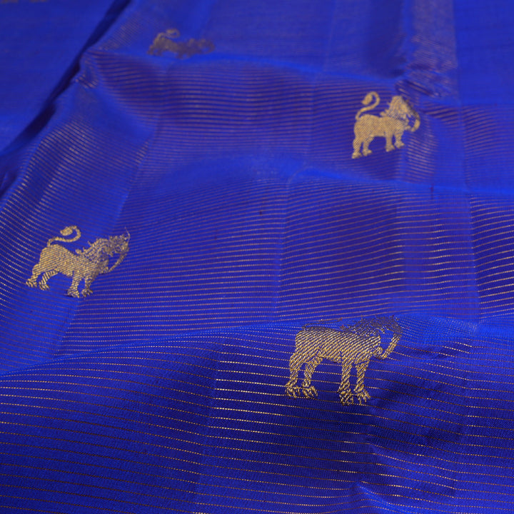 Hayagrivas Blue Kanjivaram Silk Saree with Pink Border BBD528F4-2