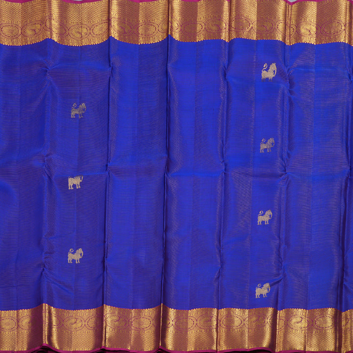 Hayagrivas Blue Kanjivaram Silk Saree with Pink Border BBD528F4-2