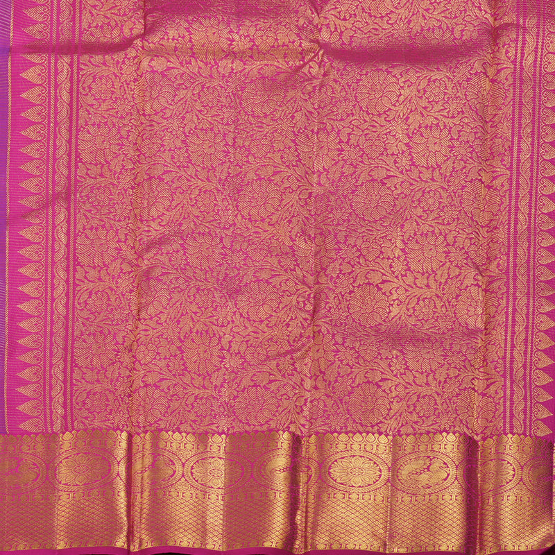 Hayagrivas Blue Kanjivaram Silk Saree with Pink Border BBD528F4-2