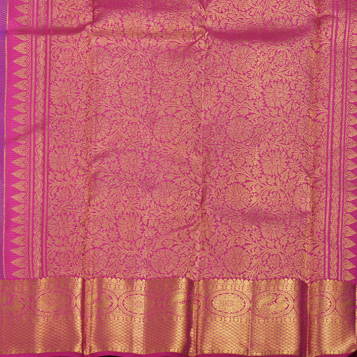 Hayagrivas Blue Kanjivaram Silk Saree with Pink Border BBD528F4-2