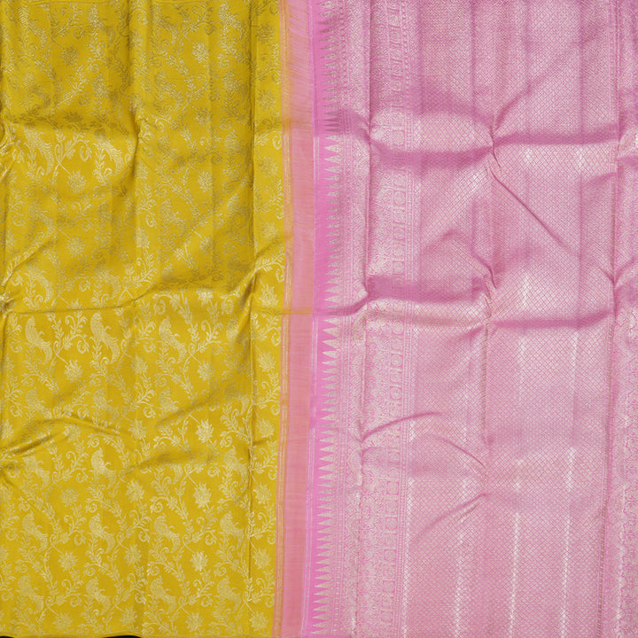 Hayagrivas Lemon Yellow Kanjivaram Silk Saree-BBD531F10-1