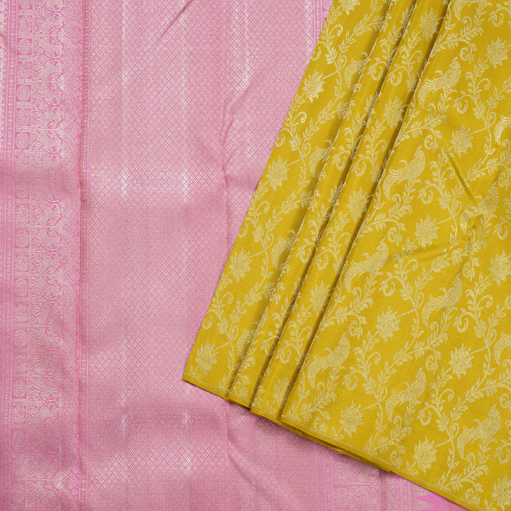 Hayagrivas Lemon Yellow Kanjivaram Silk Saree-BBD531F10-1