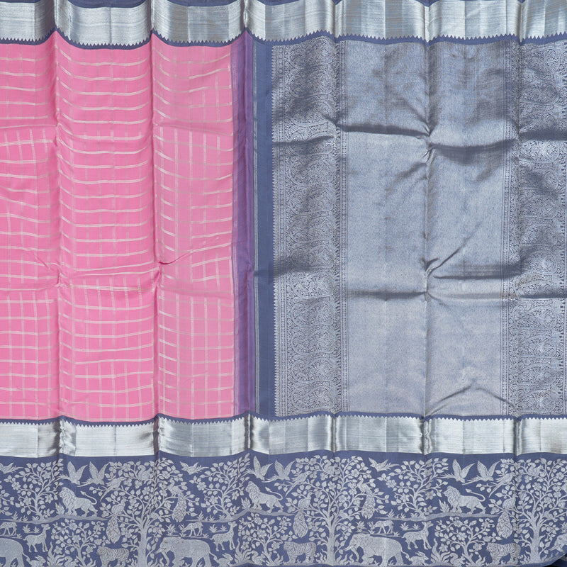 Hayagrivas Light Pink Kanjivaram Silk Saree with Dark Grey Border BBD531F5-1