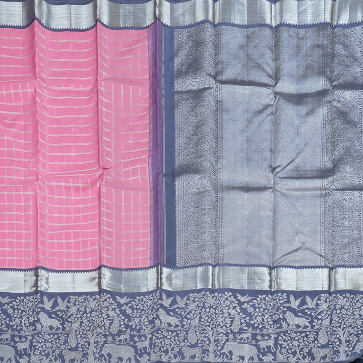 Hayagrivas Light Pink Kanjivaram Silk Saree with Dark Grey Border BBD531F5-1