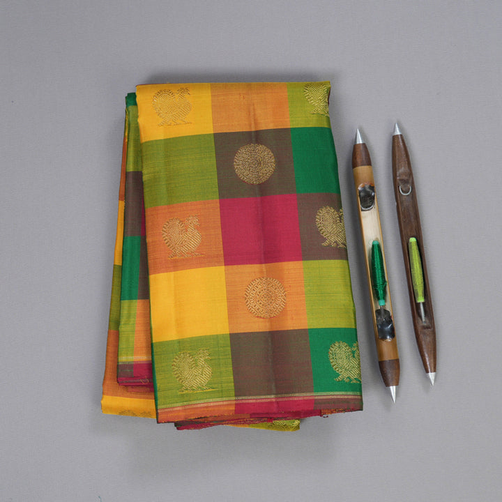 Hayagrivas Multi Color Kanjivaram Silk Saree with Border Less Border BBD532F1-1